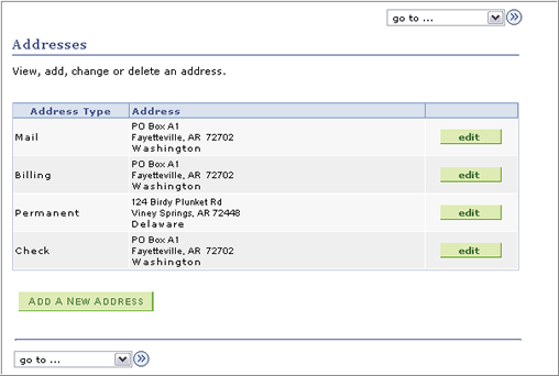 Address Change screen image.